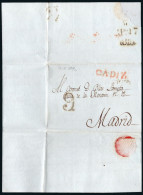 Madrid - Prefilatelia - PE 99N - Carta De Cádiz + Porteo "9" A La Llegada Madrid (PE 99N) - ...-1850 Vorphilatelie