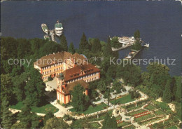 72402107 Insel Mainau Fliegeraufnahme Schloss Kirche Schlossterrasse Rosengarten - Konstanz