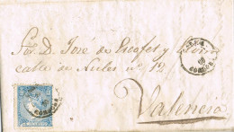 55245. Carta Entera CABRA (Corsoba) 1866. Fechador Tipo II A Valencia - Storia Postale