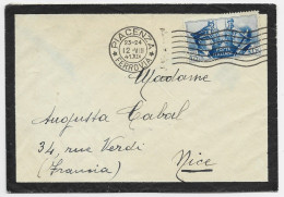 ITALIA 1.25 SOLO LETTRE COVER  DEUIL PIACENZA 1941 TO FRANCE NICE CENSURA - Marcophilie