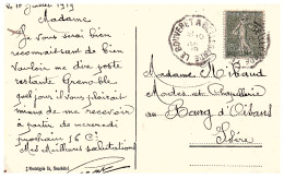 1919  CAD  Ambulant  De LE BOUVERET à BELLEGARDE  Envoyée à BOURG D'OISANS - Brieven En Documenten