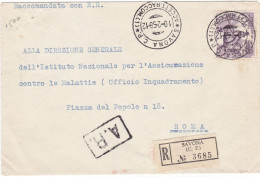 ITALIA - REPUBBLICA - BUSTA  RACC. - SAVONA  - VG PER ROMA -1958 - Other & Unclassified