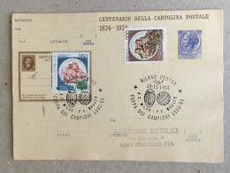 Italia - Centenario Della Cartolina Postale 1990 Milano Pinerolo Soccer Football Champions Cup AC Milan - FC Bruges - Collections