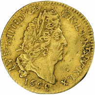 France, Louis XIV, 1/2 Louis D'or Aux 4 L, 1698, Paris, Réformé, Or, TTB - 1643-1715 Louis XIV Le Grand