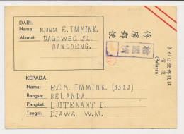 POW Card Internee Camp Bandoeng - POW Camp Djawa WM Neth. Indies - India Holandeses