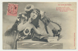 Carte Fantaisie Femme - Musique Musicienne - La Lyre Du Poète - Phototypie BERGERET - Bergeret