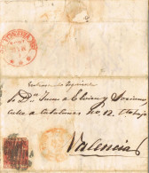 55247. Carta Entera MADRID 1854. Fechador Baeza Y Parrilla. A Valencia. - Storia Postale