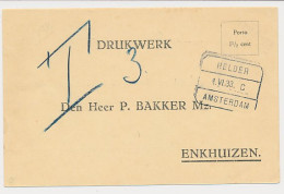 Treinblokstempel : Helder - Amsterdam C 1933 - Ohne Zuordnung