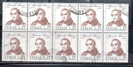 ITALIA REPUBBLICA ITALY REPUBLIC 1973 CENTENARIO MORTE DI ALESSANDRO MANZONI DEATH BLOCCO BLOCK LIRE 25 USATO USED - 1971-80: Afgestempeld