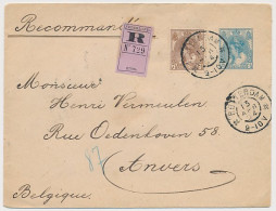 Envelop G. 9 / Bijfrankering Aangetekend Rotterdam - Belgie 1904 - Postwaardestukken