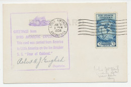 Card / Postmark USA 1934 Byrd Antarctic Expedition II - Photo Postcard Weddel Seal - Expéditions Arctiques