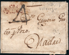 Madrid - Prefilatelia - Villarejo Salvanés - PE 2R - Carta A Madrid + Porteo "4" - ...-1850 Vorphilatelie