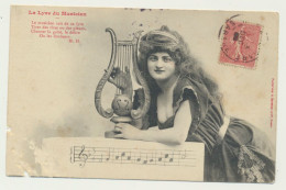Carte Fantaisie Femme - Musique Musicienne - La Lyre Du Musicien - Phototypie BERGERET - Bergeret