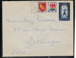 YT 1224/1184/1004 SUR LETTRE  MAUBEUGE 1955 FAG REGION SIDERURGIQUE - 1921-1960: Modern Period