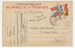 Military Service Card France 1914 Flags - Allies Postcard - WWI - Other & Unclassified