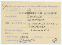 Verhuiskaart G. 22 Particulier Bedrukt Groningen 1952 - Postal Stationery