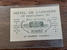 Carte De Vite Hotel De L Univers Nimes Cartes Plie - Other & Unclassified