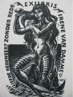 Exlibris Erotic Nude Ex Libris Bookplate Print Frank-Ivo Van Damme Marmaid - Exlibris