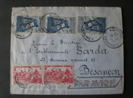 AFRIQUE OCCIDENDALE FRANCAISE ENVELOPE 1949 AVION AIRMAIL DAHOMEY (PORTO NOVO) - DAHOMEY ADJOHON- BESANCON (FRANCIA) - Brieven En Documenten