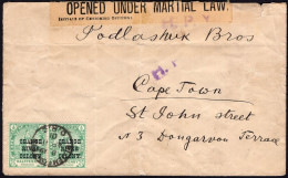 ORANGE RIVER COLONY: 1901 Overprint Examples On Cover To Cape Town - Opened Under Martial Law (75742) - Capo Di Buona Speranza (1853-1904)