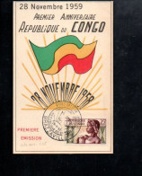 CONGO 1 ER ANNIVERSAIRE INDEPENDANCE1959 - Covers & Documents