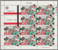 MALTA  661-662, 2 Kleinbogen, Postfrisch **, Europa CEPT:  Historische Ereignisse 1982 - 1982