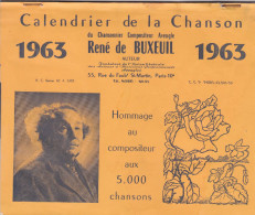 CALENDRIER DE LA CHANSON    1963   DU CHANSONNIER  RENE DE BRUXEUIL - Tamaño Grande : 1961-70