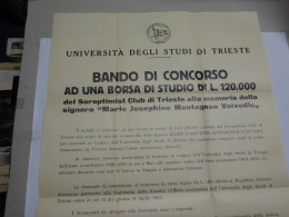 TRIESTE  --  UNIVERSITA  DEGLI STUDI DI TRIESTE  -- BANDO DI CONCORSO - Italie