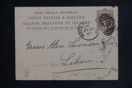 ROYAUME UNI - Entier Postal De Middlebrough Pour Le Liban En 1882 - L 152803 - Postwaardestukken