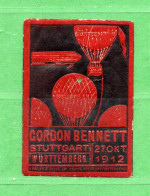 (Us.8) GERMANIA - * 1912 VIGNETTE  NON DENTELE GORDON BENNETT STUTTGART  BALLON- MH*- Trou Au Centre - Poste Aérienne & Zeppelin