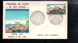COTE D'IVOIRE FDC 1962 CENTENAIRE DES POSTES - Côte D'Ivoire (1960-...)
