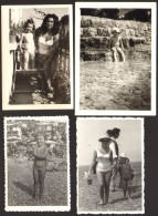 Bikini Woman And Little Girl On Beach LOT 4  Real Old Photo 9x6 Cm #41354 - Anonieme Personen