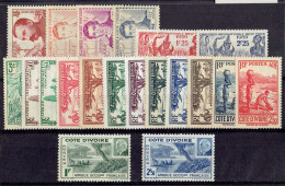 COTE D'IVOIRE - LOT TP N°139 - 144/145 - 151/161 - 169/170 ** MNH TB ----- N°141/143 * ADHERENCES DE STOCKAGE SINON TB - Unused Stamps