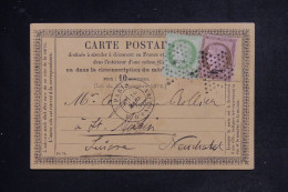 FRANCE - Carte Précurseur De Paris Pour La Suisse En 1876 Avec étoile De Paris 4 - L 152805 - Cartes Précurseurs