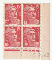 FRANCE : GANDON N° 813 BLOC DE 4 COIN DATE 8/2/46 NEUF ** - Unused Stamps
