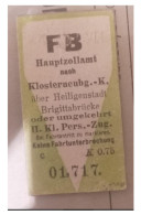 Ticket  Chemins De Fer Allemands Hauptzollant Klosterneubg - Other & Unclassified