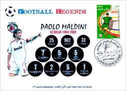 ALGHERIA 2014 FDC Football Legends Paolo MALDINI Italy Italia AC Milan Milano Player Fußball Fútbol Soccer Calcio - Autres & Non Classés