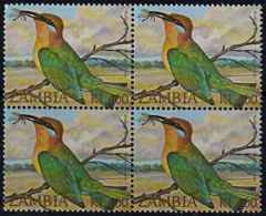 C0487 ZAMBIA 2002, SG 889 Birds, Boehm's Bee-eater, MNH Block Of 4 - Zambia (1965-...)