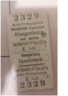 Ticket  Chemins De Fer Autrichiens Innsbruck Hungerburg - Otros & Sin Clasificación