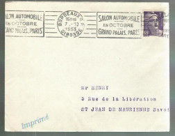 80509 -  SALON AUTOMOBILE PARIS  1953 - Mechanical Postmarks (Advertisement)