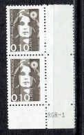 10 C Bistre Noir Type Marianne Du Bicentenaire En Paire Verticale - Unused Stamps