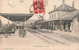 55 Saint Mihiel La Gare Avec Train CPA Cachet 1914 - Saint Mihiel