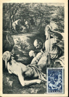 X0719 Saar/sarre Maximum 7.4.1952 Mi-312 Painting Of Francesco Bassano,the Good Samaritan,le Bon Samaritain - Cartes-maximum (CM)