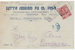 1878 FERRARA ABRAM PISA X GONZAGA - PRESENTE BUCO - Marcofilie