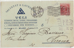 1879 MILANO SALVETAT LAVEZZI VELI SCIARPE SETA X VERONA - Poststempel