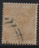 Bermuda (B03) 1865.Queen Victoria Definitive. 3d. Yellow. Used. Hinged. - Bermuda