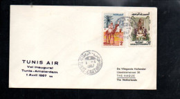 TUNISIE VOL INAUGURAL TUNIS-AMSTERDAM 1967 - Tunisie (1956-...)