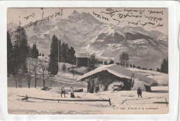 CPA :  14 X 9  -  L'hiver  à  La  Montagne (carte Envoyée De Genève En 1910) - Otros & Sin Clasificación