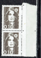 10 C Bistre Noir Type Marianne Du Bicentenaire En Paire Verticale - Unused Stamps