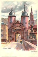 HEIDELBERG, BADEN WURTTEMBERG, ILLUSTRATION, ARCHITECTURE, TOWERS, GATE, STATUE, GERMANY, POSTCARD - Heidelberg